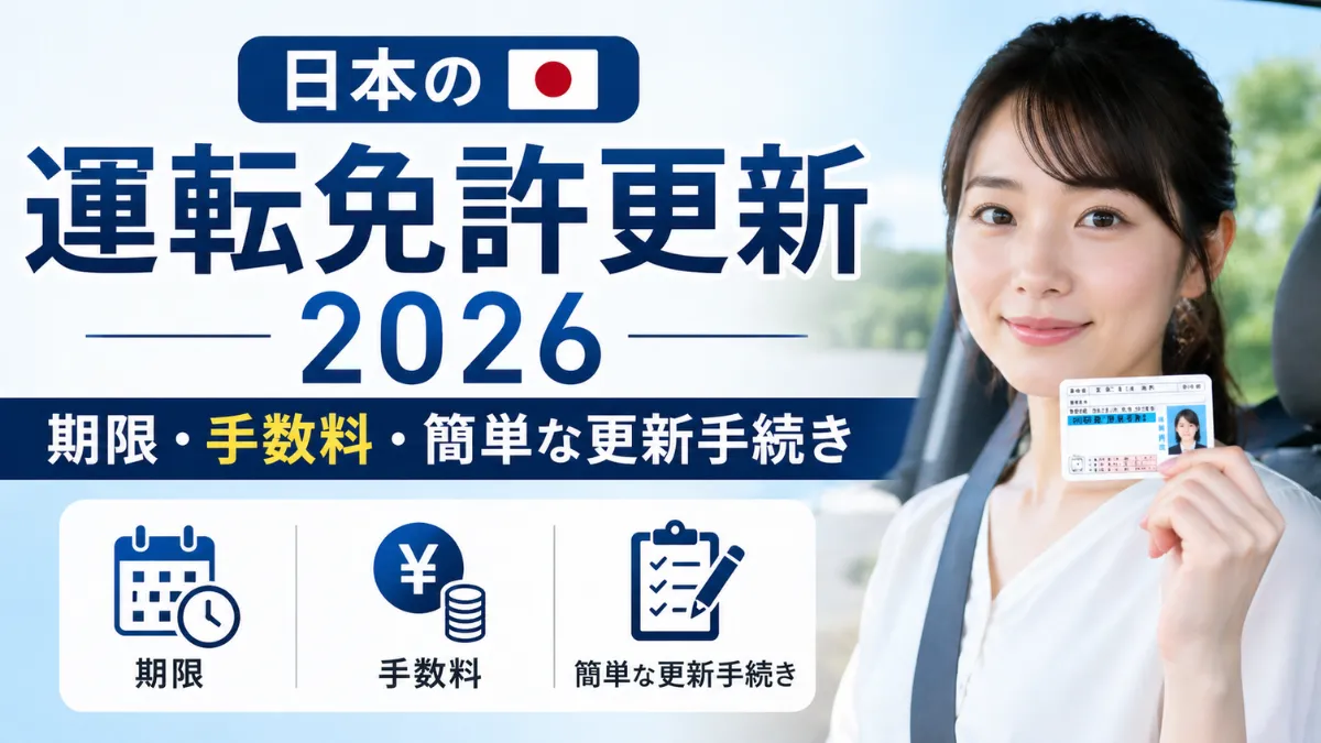 日本の運転免許更新2026：期限・手数料・簡単な更新手続き