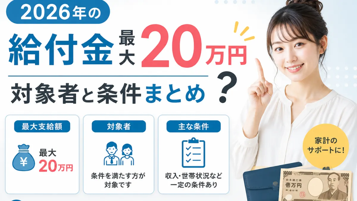 2026年の給付金最大20万円？対象者と条件まとめ
